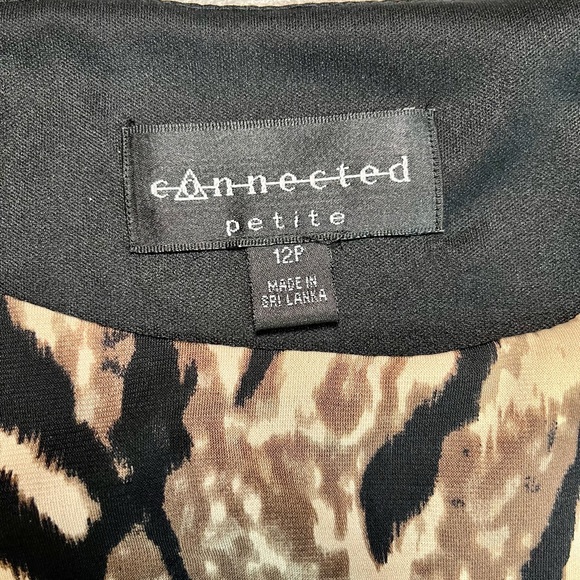 Connected Black and Tan Animal  Patterned Dress - size 12 P - Picture 11 of 17